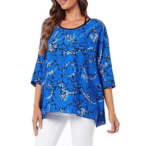 Image of Ckikiou Plus Size Batwing Flowy Semi Sheer Chiffon Blouse Tunic for Women Summer Floral Print Boho Beach Cover ups
