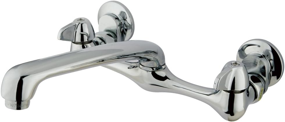 Kingston Brass Nuvo EF200 Duvara Monte Mutfak Bataryası, 2 Kulplu, 19.4 cm, Parlak Krom