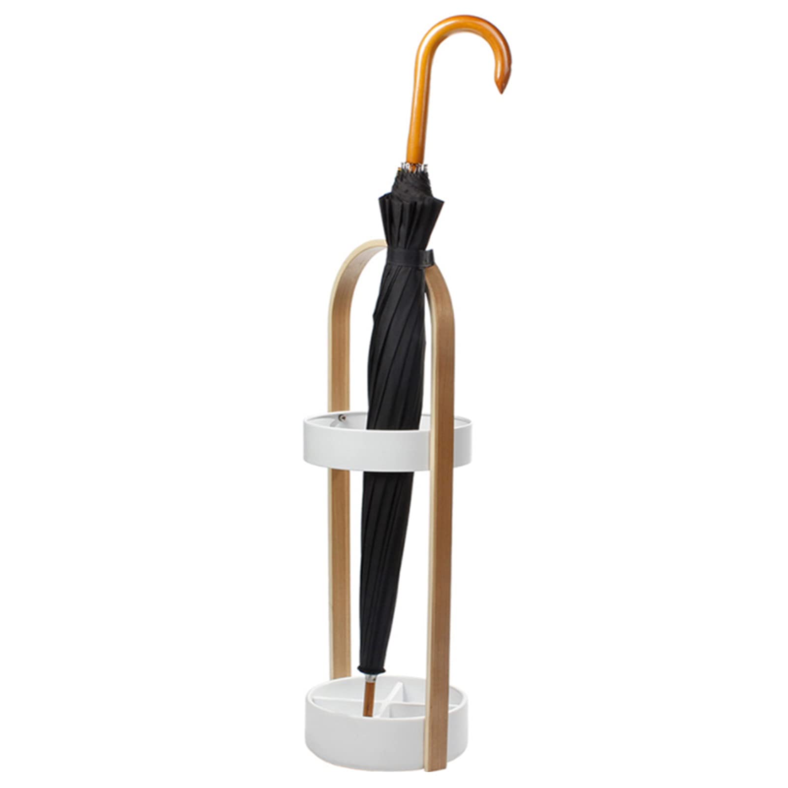 Gardeneea Umbrella Stand, Umbrella Stand Round Metal Umbrella Stand Rack with Handle, Modern Freestanding Umbrella Holder with Drip Tray, Umbrella Bucket for Cafe Entrance, Home Office (White)