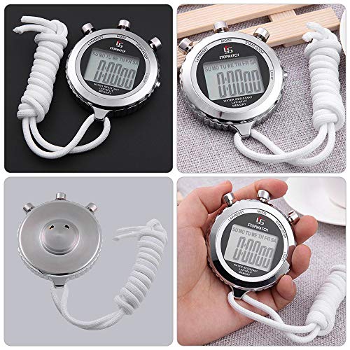 LAOPAO Stopwatch, 1/100 seconds Precision 2 Memories Daily Waterproof with Light function&Mute Mode for Outdoor Sports Running