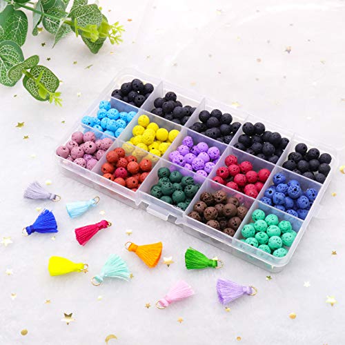 SUBANG 360 Pieces 8mm Color Lava Rock Beads Stone Chakra Beads Spacer Beads Kit Color Volcanic Lava Loose Stone Beads Natural Stone Beads for Jewelry Making - Thumbnail 5