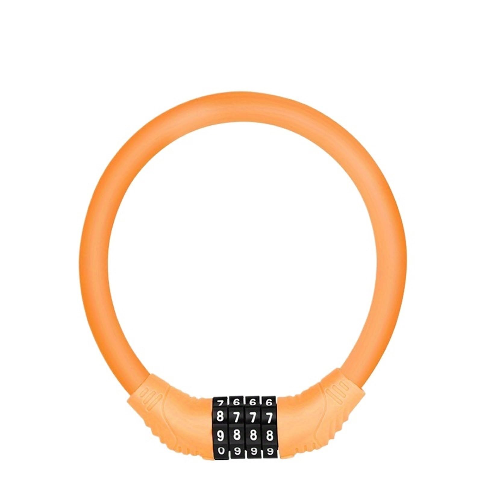 Motorcycle Handlebar Lock Heavy Duty U Lock with Steel Cable - 4 Digit Combination Motorbike Lock Security(Orange)