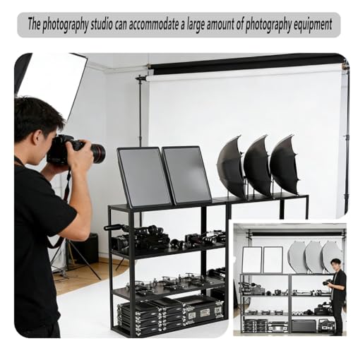 Étagère de rangement multi-niveaux pour appareils photo et objectifs