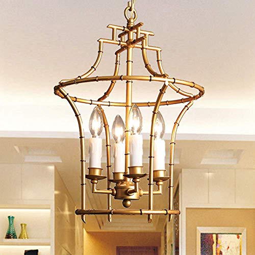 Lumière d'or métal lustre dôme américain rétro pour chambre chic