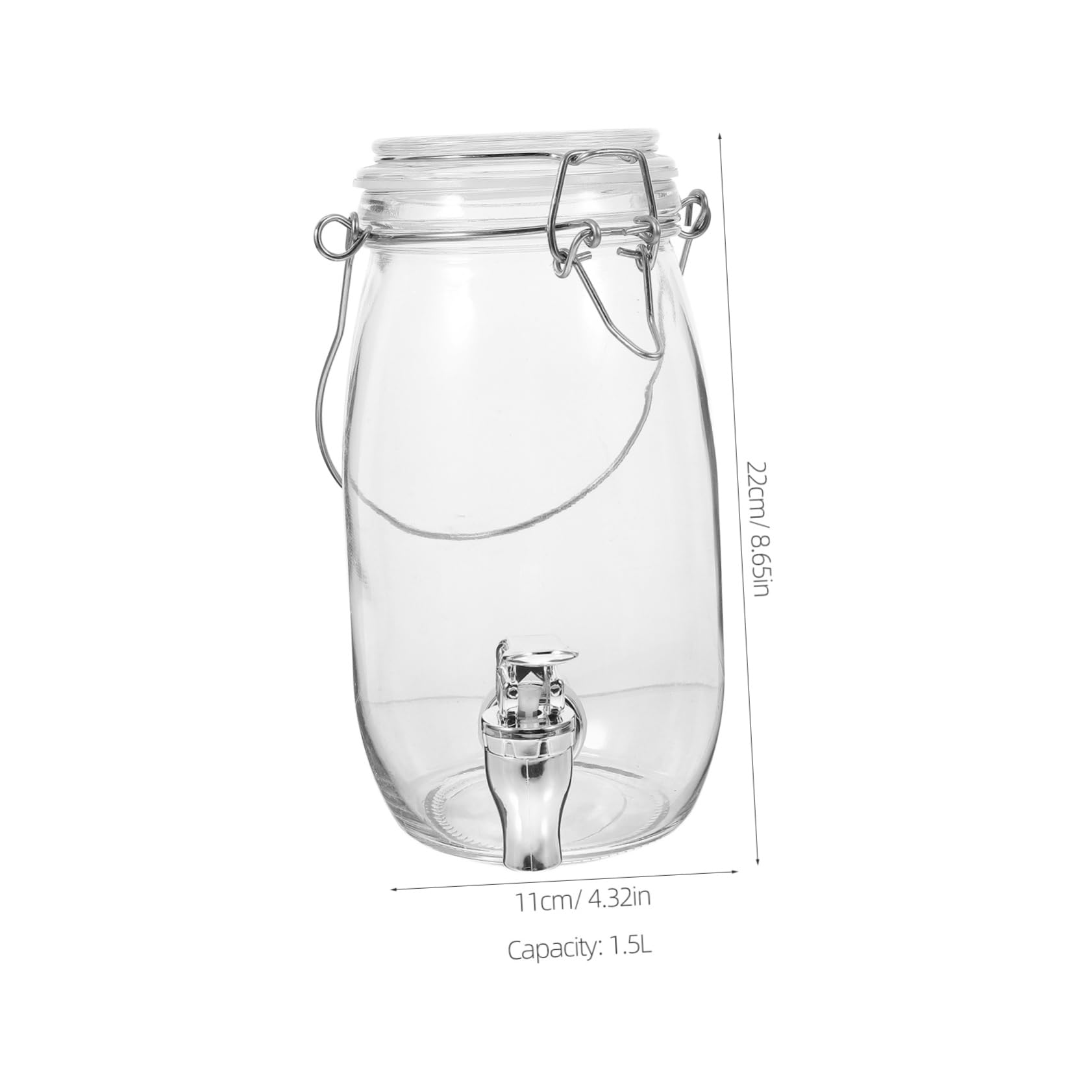 Sosoport Glas Getränkespender mit Zapfhahn 1,5 L und Deckel für Küche