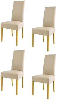 t m c s Tommychairs - Set 4 sillas Luisa para Cocina, Comedor, Bar y Restaurante, solida Estructura en Madera de Haya Color Roble y Asiento tapizado en Polipiel Lin