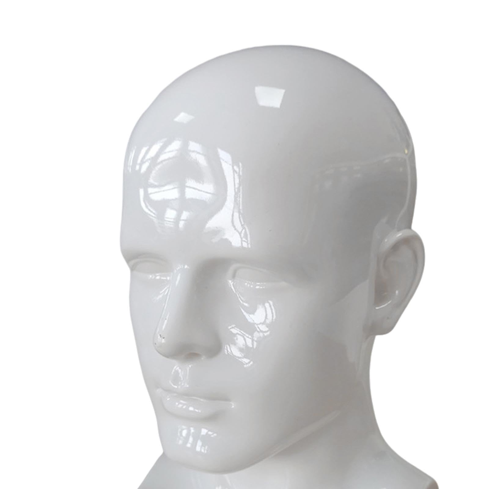 Milageto Männer Mannequin Kopf PVC Display Ständer Glanz Farbe Beauty Styling Werkzeug Zubehör für Hut Schal Perücken 13,4 Zoll hoch, Weiß