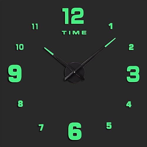 AkoMatial Reloj de pared luminoso 3D grande sin marco funciona con pilas brilla en la oscuridad reloj de pared decorativo silencioso para sala de