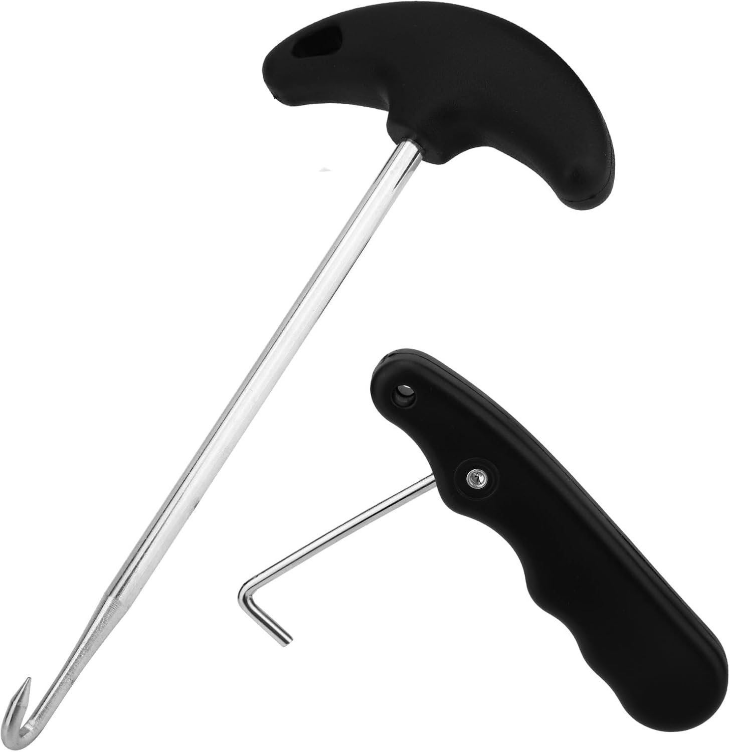 2pcs Ice Hockey Skate Lace Tighteners, Stainless Steel Foldable Lace Puller Tool for Ice Shoes Figure Skates Hockey Boots & Roller Skates Accessories (Black)