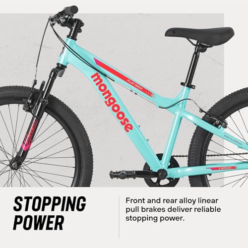 image for Mongoose Flatrock 21-Speed Hardtail Mountain Bike, 24-Inch Wheels, for