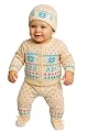 Baby Unisex New Born Baby Boys Girls Soft Comfortable Trendy Woolen Round Neck Sweater Set with Payjami, Cap and Pair of