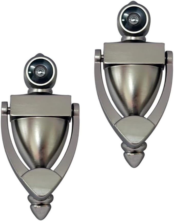 QCAA Door Knocker with 180 Degree Viewer, Zinc Die-Cast Construction 5-1/2'' Height, Satin Nickel, 1 Pack