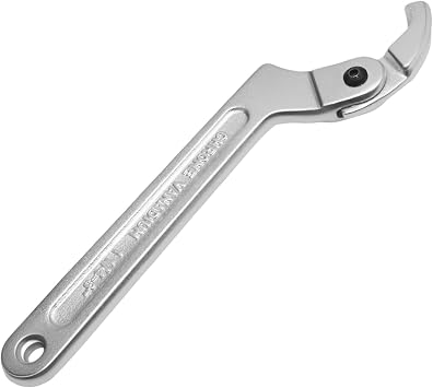 Heavy-Duty Adjustable C Spanner Hook Wrench Tool, High Strength Chrome Vanadium Steel, Fits 32mm to 76mm Round Nuts, Pipe Couplings 1-1/4"-3"