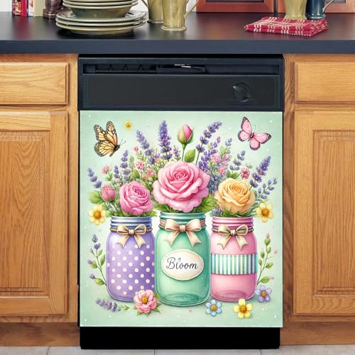 Image of BVBOX Dishwasher Magnet Cover 23 inchx26 inch, Reusable Magnetic Refrigerator Covers, Decorative Magnets Cover Fridge Door Skin Panel Stickers for Home Kitchen Appliance