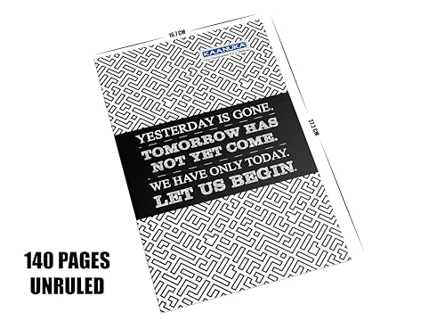 Image of KAANUKA Long Size Notebook - 140 Pages, Unruled, Plain, Long Size - 27.2cm X 16.7cm, Pack Of 6 Notebooks, Long Size Unruled Notebooks for School and College Students