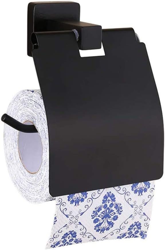 Black Wall - Mount Toilet Paper Holder with Storage, Multi - Functional Bathroom Accessory for RV, Camper & Home