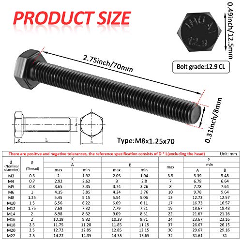 4 Pieces M8 8Mm Secondary Clutch Spreader Belt Change Removal Tool For Can-Am Atv's And Sxs's Bolt M8 X 1.25 X 70, 12.9 Cl, Pre Oil, Fully Threaded #TOP1