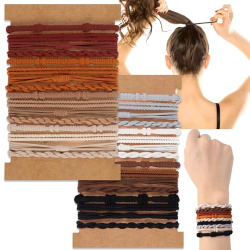 Image of DIYDEC 32PCS Boho Hair Bracelets for Women Elastic Bracelets Hair Ties No Damage Hair Bands for Girls Thick Thin Long Curly Hair Accessories(A Style)
