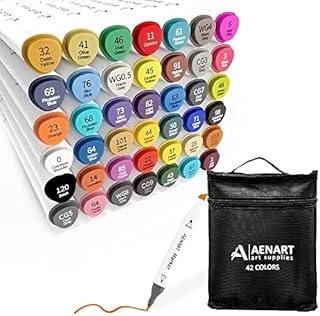 Alcohol Markers, 42 Art Markers with Dual Tip, Permanent Graphic Marker Pens for Kids Adults, Art Pens for Drawing Sketching Graffiti Manga Anime Design