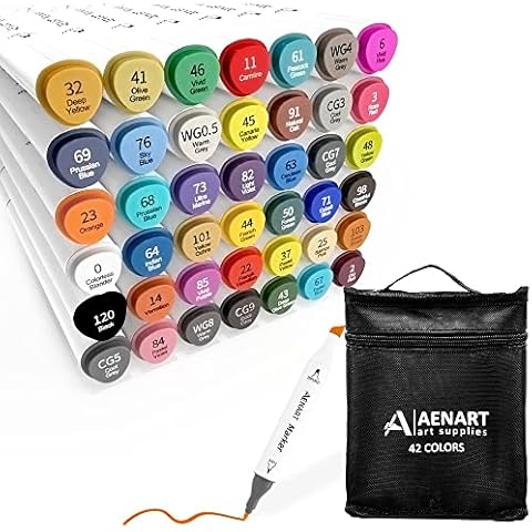 Alcohol Markers, 42 Art Markers with Dual Tip, Permanent Graphic Marker Pens for Kids Adults, Art Pens for Drawing Sketching Graffiti Manga Anime Design Cover