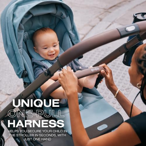 Cybex Balios S Lux Stroller FrontFacing or ParentFacing Seat Positions OneHand Fold Multiposition Recline Adjustable Leatherette Handlebar Infant, Lava Grey - Thumbnail 4