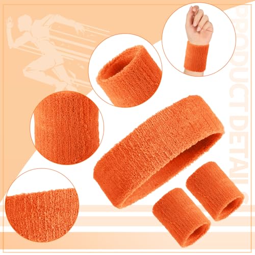 Image of Civaner 12 Pcs 80 90s Neon Sweatbands Soccer Baseball Headbands Wristband Set for Men Women Party Cotton Headbands Terry Cloth Athletic Sweat Bands for Tennis Football Gym Outdoor