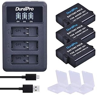 DuraPro 3Pcs Battery for GoPro Hero 7 Hero 6 Hero 5 Batteries + Rapid LED 3-Slots USB Charger with Type C Port for Gopro Accessories (Compatible with GoPro Hero5 All Firmwares v02.00, v02.01)