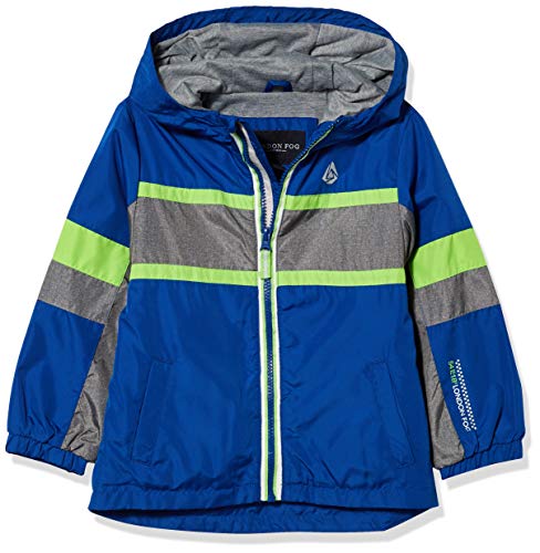 LONDON FOG Baby Boys' Fleece Lined Windbreaker Jacket, Blue and Gray, 4T