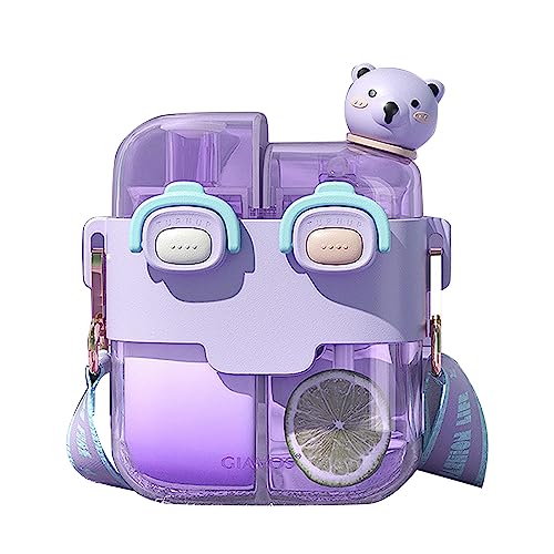 MISUVRSE Borraccia con doppio scomparto per l'acqua dei cartoni animati per bambini e adulti