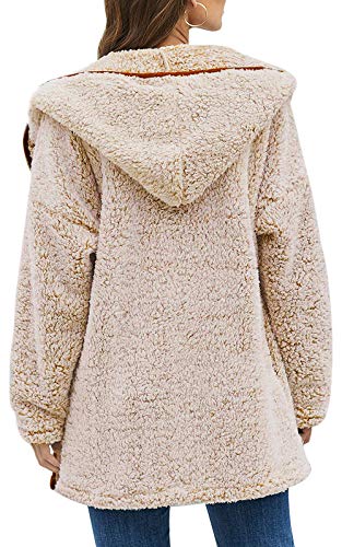 Les Umes Womens Fleece Hooded Coats Full Zipper Soft Hoodies Cardigan Jacket Winter Fuzzy Outwear Coat With Pockets Light Coffee Xl #TOP2