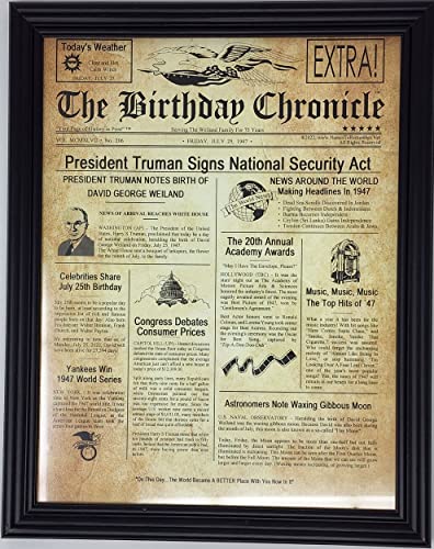 The Birthday Chronicle "What Happened On The Month/Year You Were Born?" Birthdates From 01/01/1900 To 12/31/2016 (Letter Size 8.5 Inches X 11 Inches Old Parchment Art Background) #TOP5