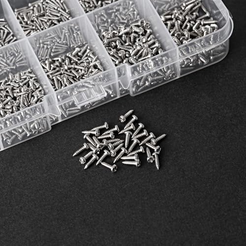 1200 peças mini kit de parafusos, mini parafusos Phillips auto-roscantes minúsculos para óculos de sol eletrônicos, parafusos de reparo de relógio de máquina sortidos (M1/M1.2/M1.4/M1.7)