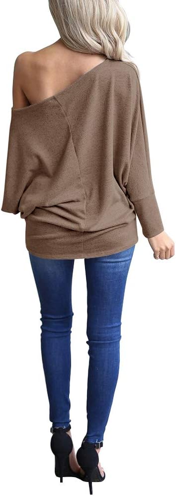 Lacozy Women's Off Shoulder Long Sleeve Oversized Pullover Sweater Knit Jumper Loose Tunic Tops - Image 4