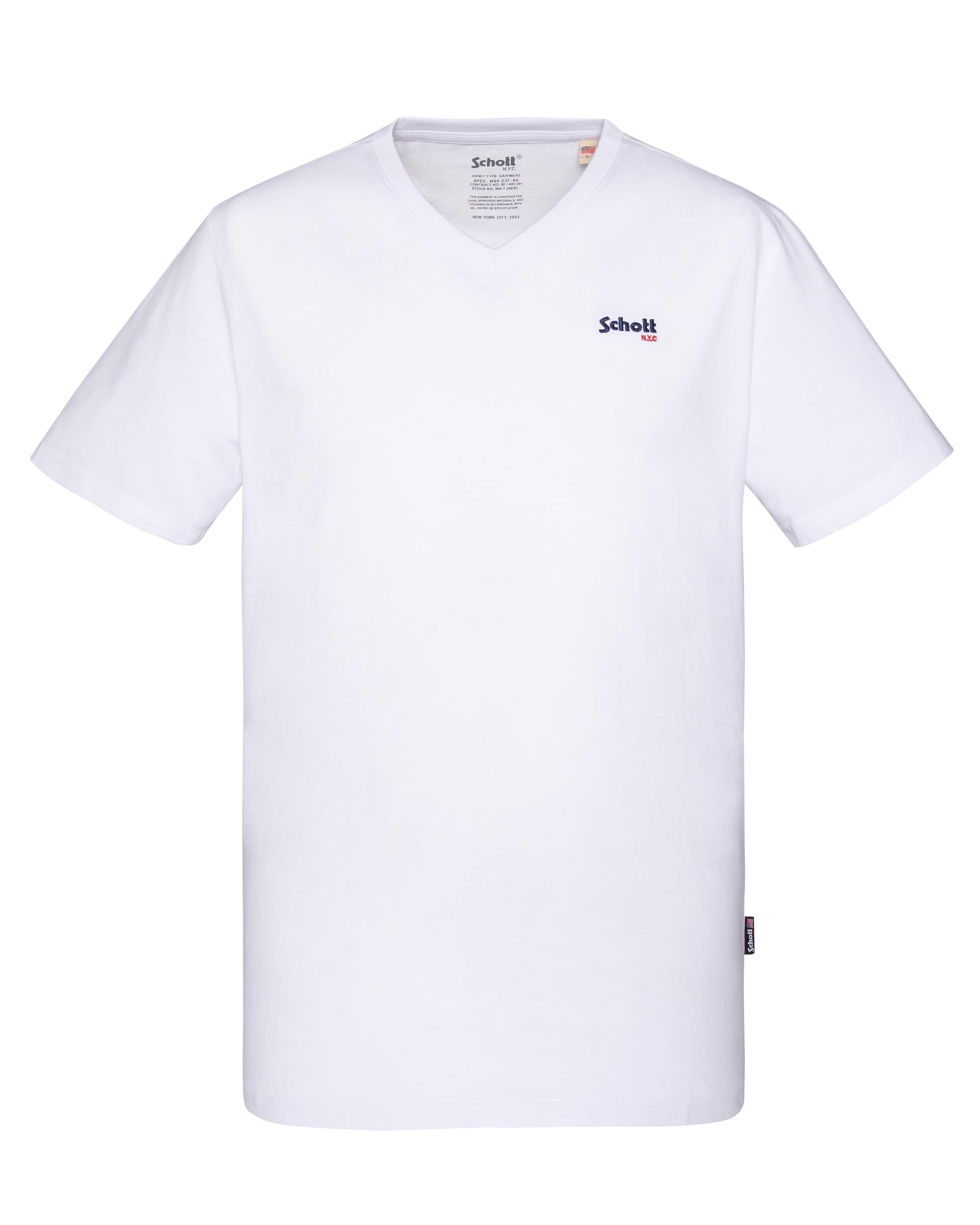 Schott NYC Men's Tscasualv T-Shirt, White, XL