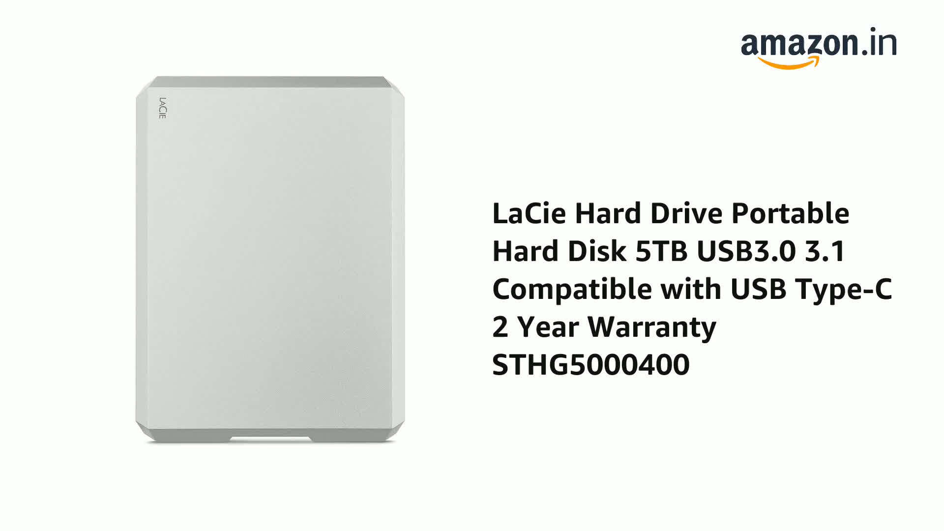 新品未開封　LACIE Mobile Drive 5TB STHG5000400 LaCie 5TB Portable External Hard Drive, USB-C, Data Storage