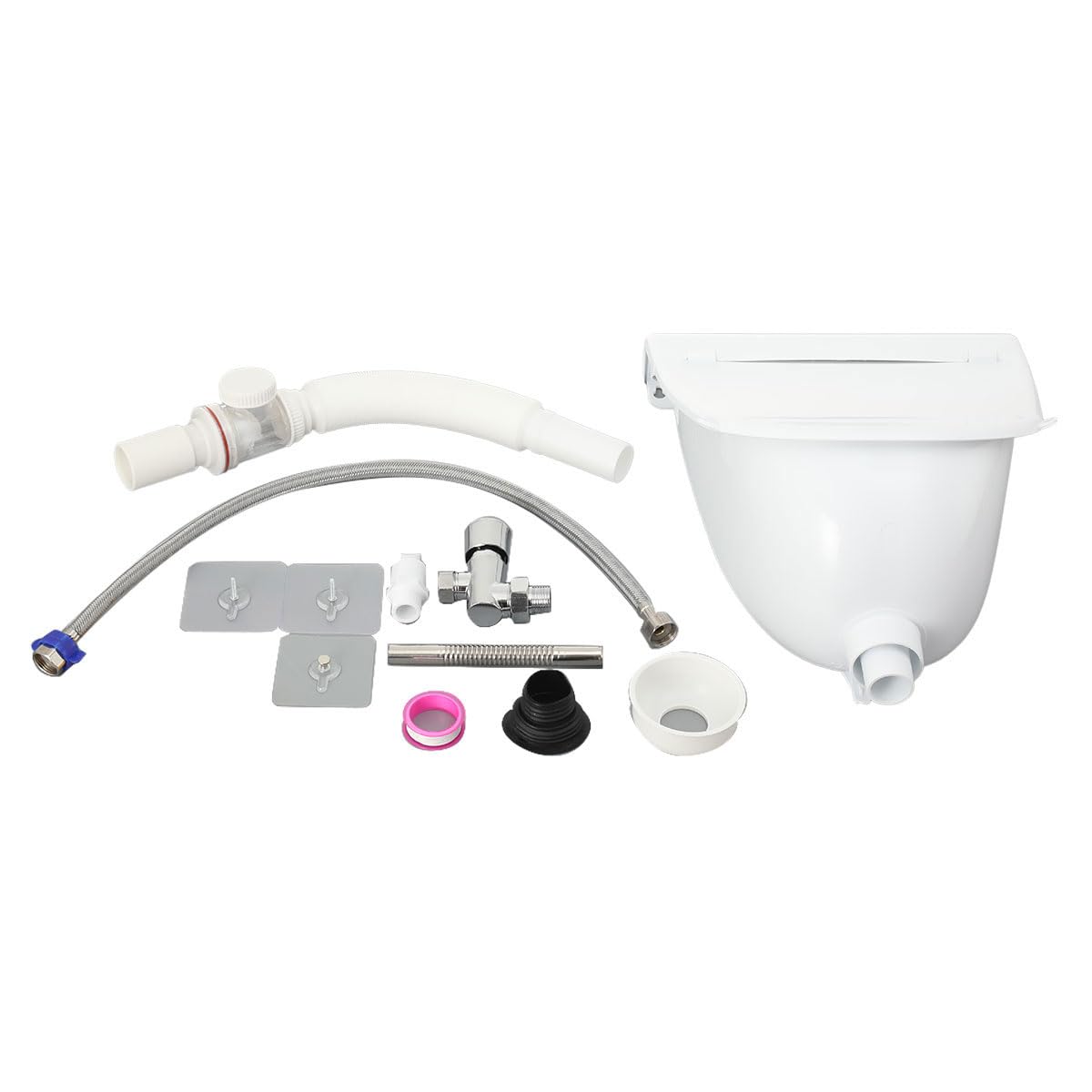 Wasserlose Urinal mit Deckel, Wandmontierter Männer Urinal WC Set, Ohne Bohren Urinalbecken für zu Hause, Garage, Garten, Camping und Baustelle Weiß