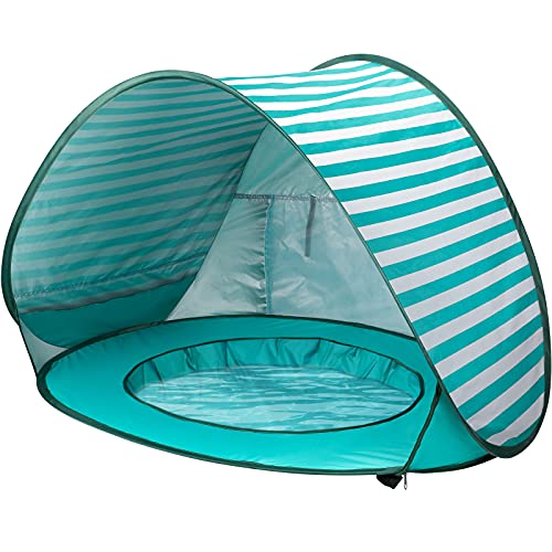 BUENAVO Baby Beach Tent Pop Up, Portable Beach Tent for Baby with Detachable UV Protection UPF 50+ Sun Shelter with Mini Pool for Infant … (Green)