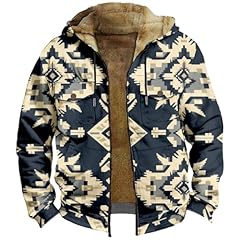Men's Aztec Print Fleece Hooded Jacket 09