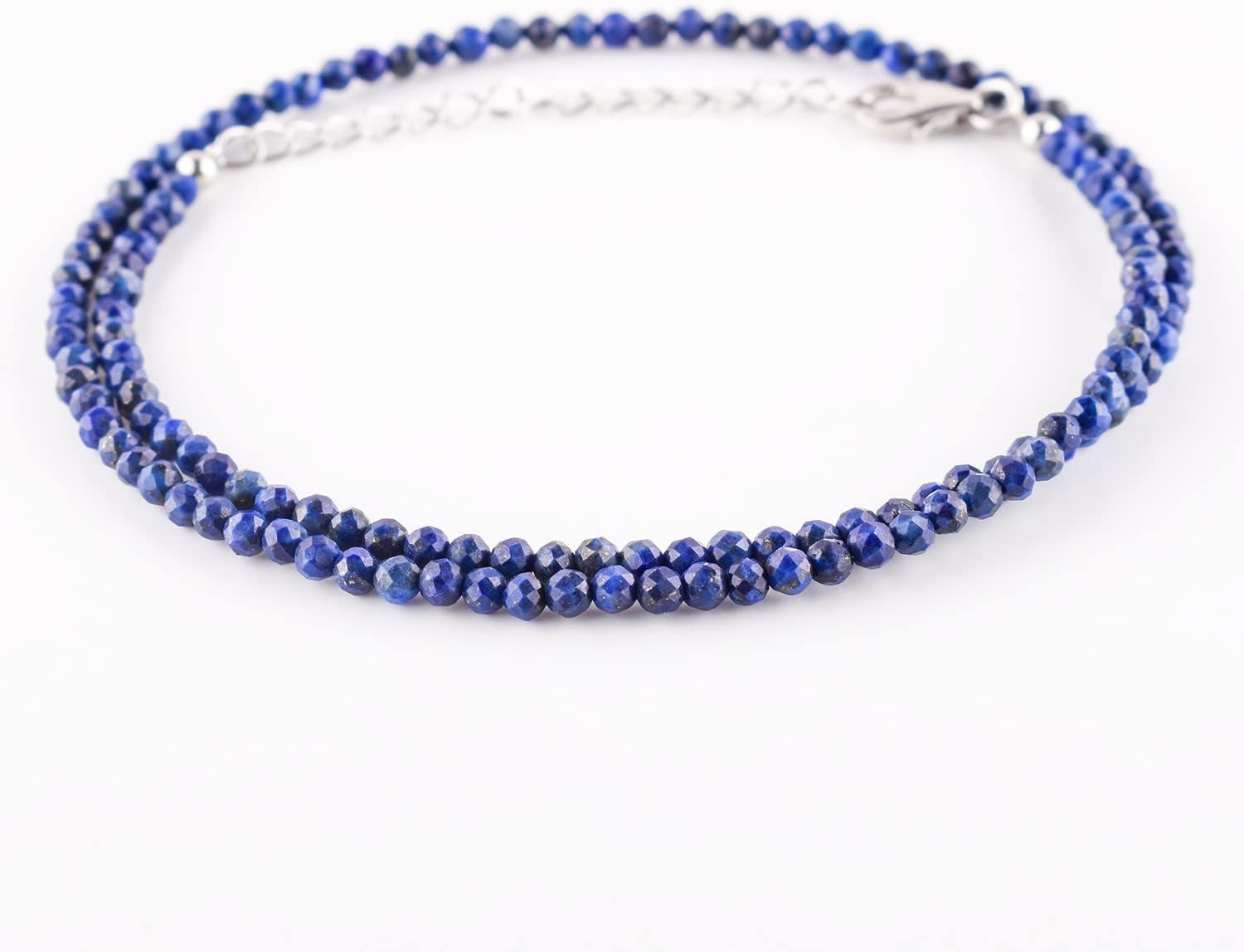 OdrillionGems AA Natural Lapis Lazuli Gemstone Choker Necklace, Energy Healing Crystals Beads, Rhodium Plated, 925 Sterling Silver, Women Jewelry, Valentine Gift, 18 inch - Image 2