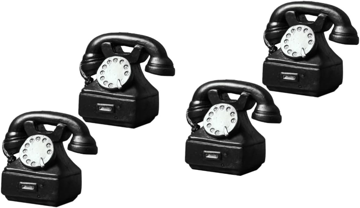 Amosfun 2sets Vintage Telephone Model Retro Home Decor Ornament for Play and Photography Props Old Fashioned Design for Artistic Table and Desk Decoration 2pcs*2