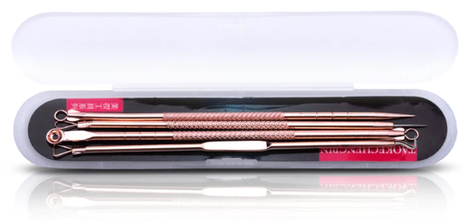 50x Mitesserentferner 4er Set aus Edelstahl Rosegold Blackhead Remover Porenreiniger für Behandlung v. Pickeln und Akne (50x Set)