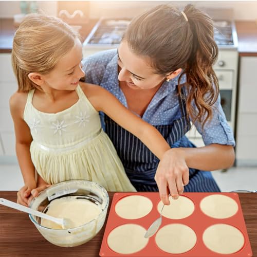 JOERSH 2-PK Silicone Egg Molds 4 Inch Jumbo Muffin Top Baking Pans, Non-Stick Large Disc Round Silicone Molds for Hamburger Bun, Corn Bread, Pie, Tart, Shortcake, Breakfast Egg Sandwich
