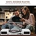 Vinyl Record Player with External Speakers BT 5.3 Wireless Turntable Portable with 3 Speed USB Vintage Wooden White