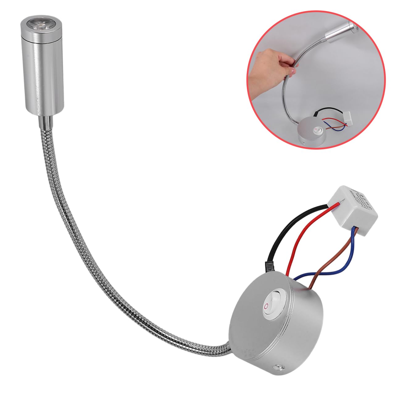 Lámpara LED de Lectura 3W - Aplique de Pared con Brazo Flexible 360° y Cuello de Cisne - Luz Cálida con Interruptor para Cabecero de Cama, Dormitorio o Estudio - Aluminio Moderno