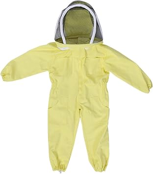 Kids Beekeeping Suit Children Full Body Cotton Beekeeper Suit Beekeeping Protective Suit with Ventilated Veil for Kids(M)
