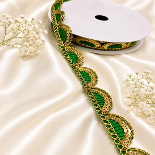 Image of Designer Golden Wave Lace Border for Blouse Saree Dupatta Lehenga Craft Decoration and Ethnic Sewing Accessories (RM-LACE49-6)
