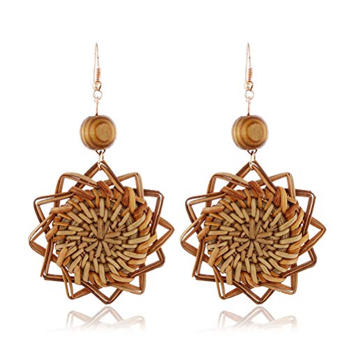 JIFNCR Holz Ohrringe für Damen Blume Ohrstecker Handarbeit Ohrringe Geometrie Minimalismus Hochzeit Frauen Ohr Schmuck Geschenk Party Dekoration Cover