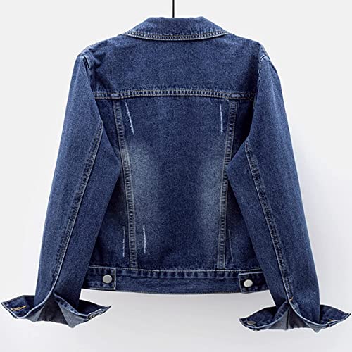 Lifeshe Women's Basic Long Sleeve Button Down Distressed Denim Jackets Jean Jacket Coat #TOP1