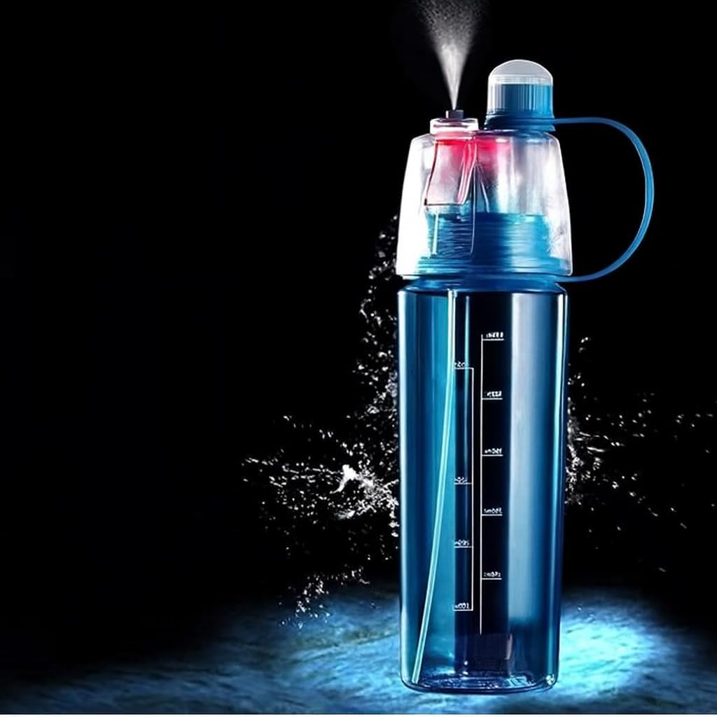EZECART Spray Water Bottle with Drinking Spout – 600ml Dual Mist & Drink Sports Water Bottle, Leak-Resistant, BPA-Free Hydration Bottle for Gym, Running & Outdoor Activities-Multi Colours