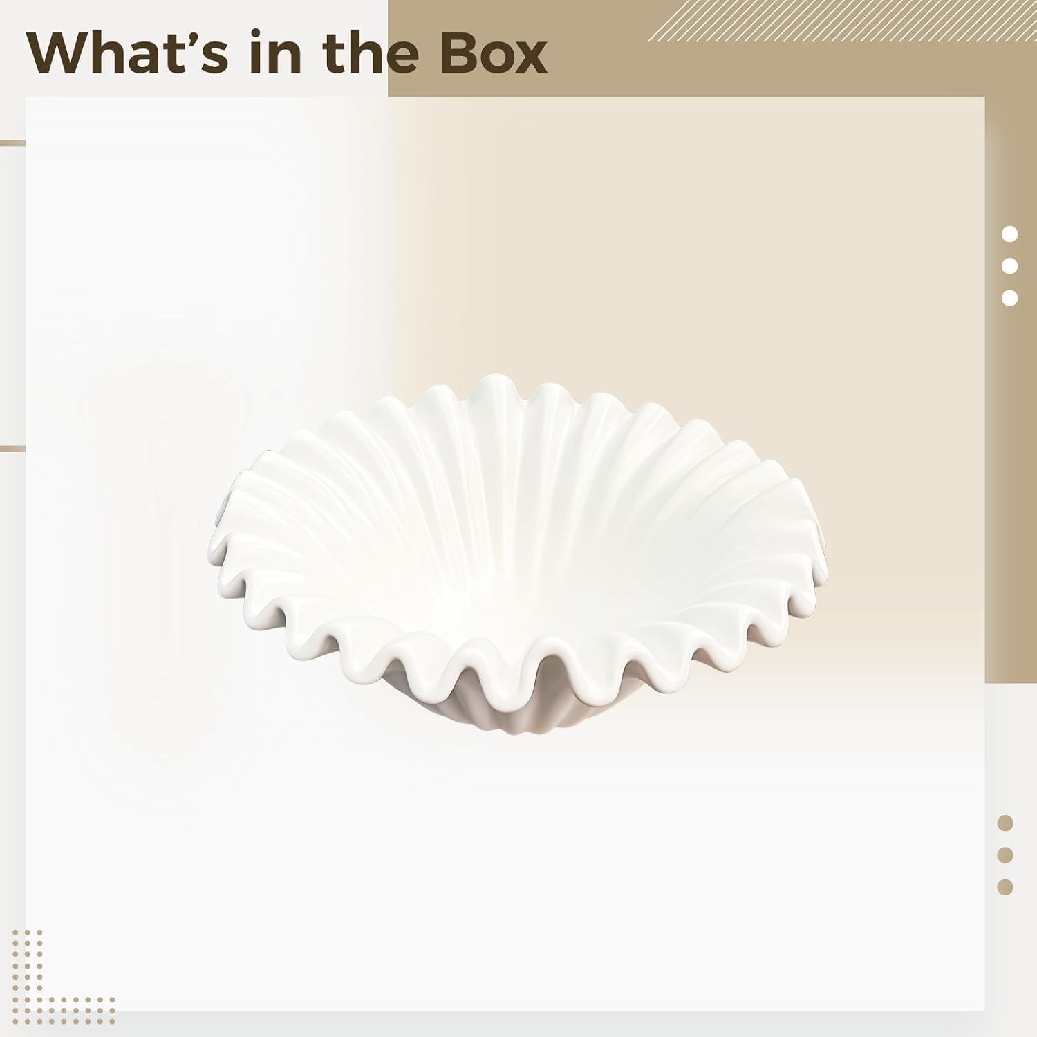 10.1 in / 25.7 Cm Ceramic Wave-Shaped Bowl, Decorative Dish, Elegant Modern Centerpiece, White Serving for Home Kitchen Restaurant, Long-Lasting Easy Clean